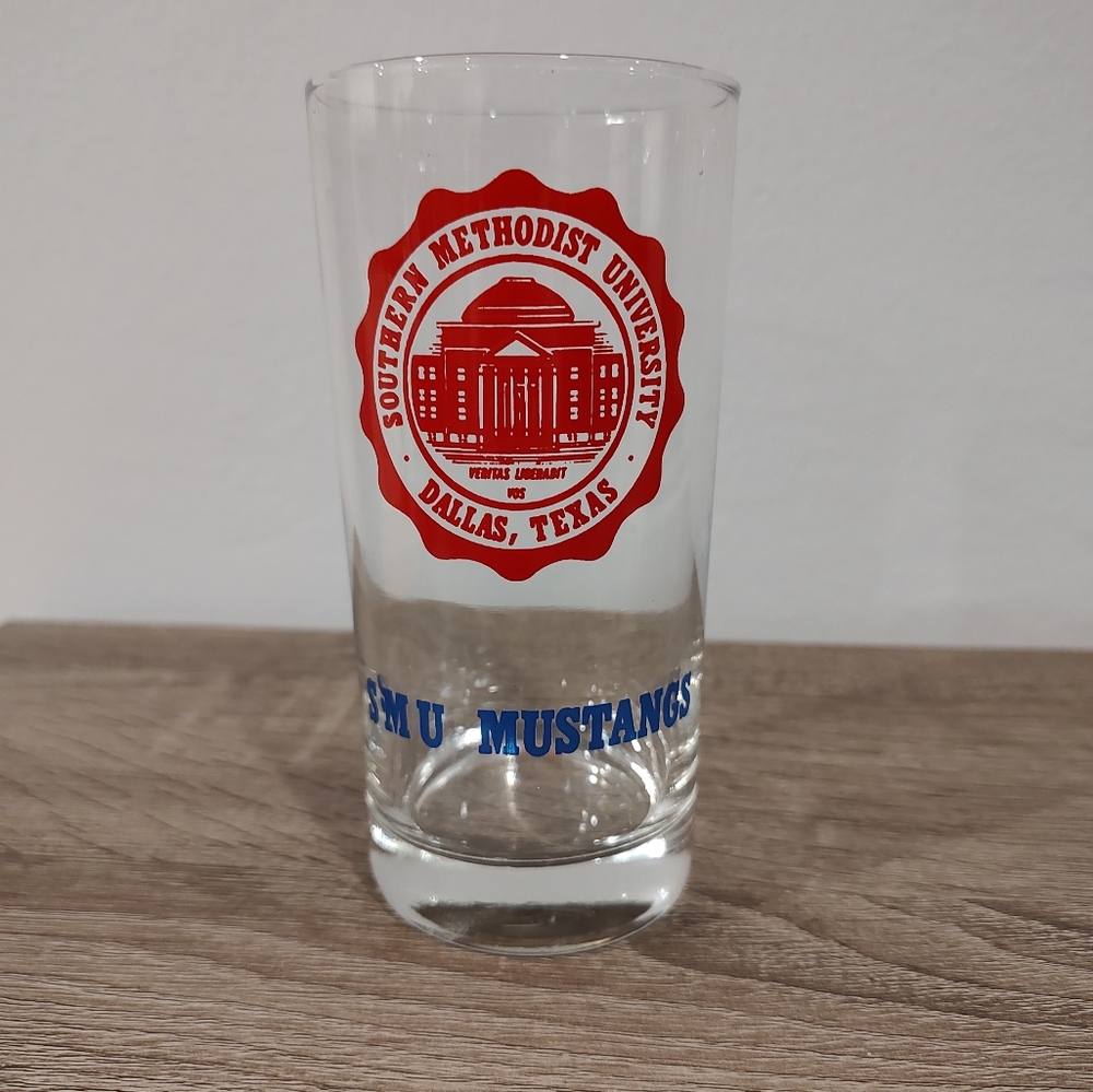 Vintage Southern Methodist University Mustangs High Ball Glass Bar Cocktail SMU